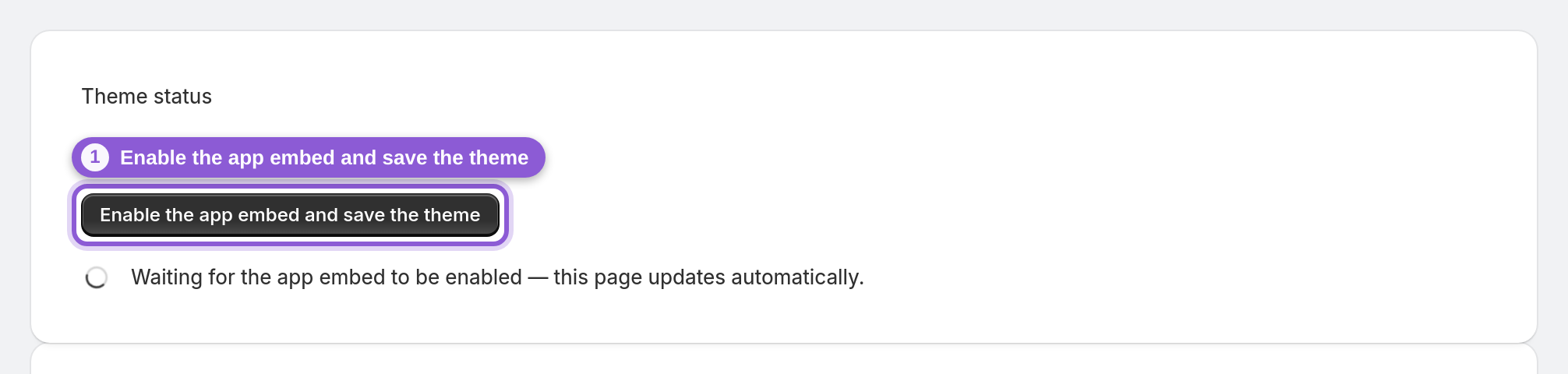 Open Theme status — s-button[target="_blank"], s-spinner highlighted