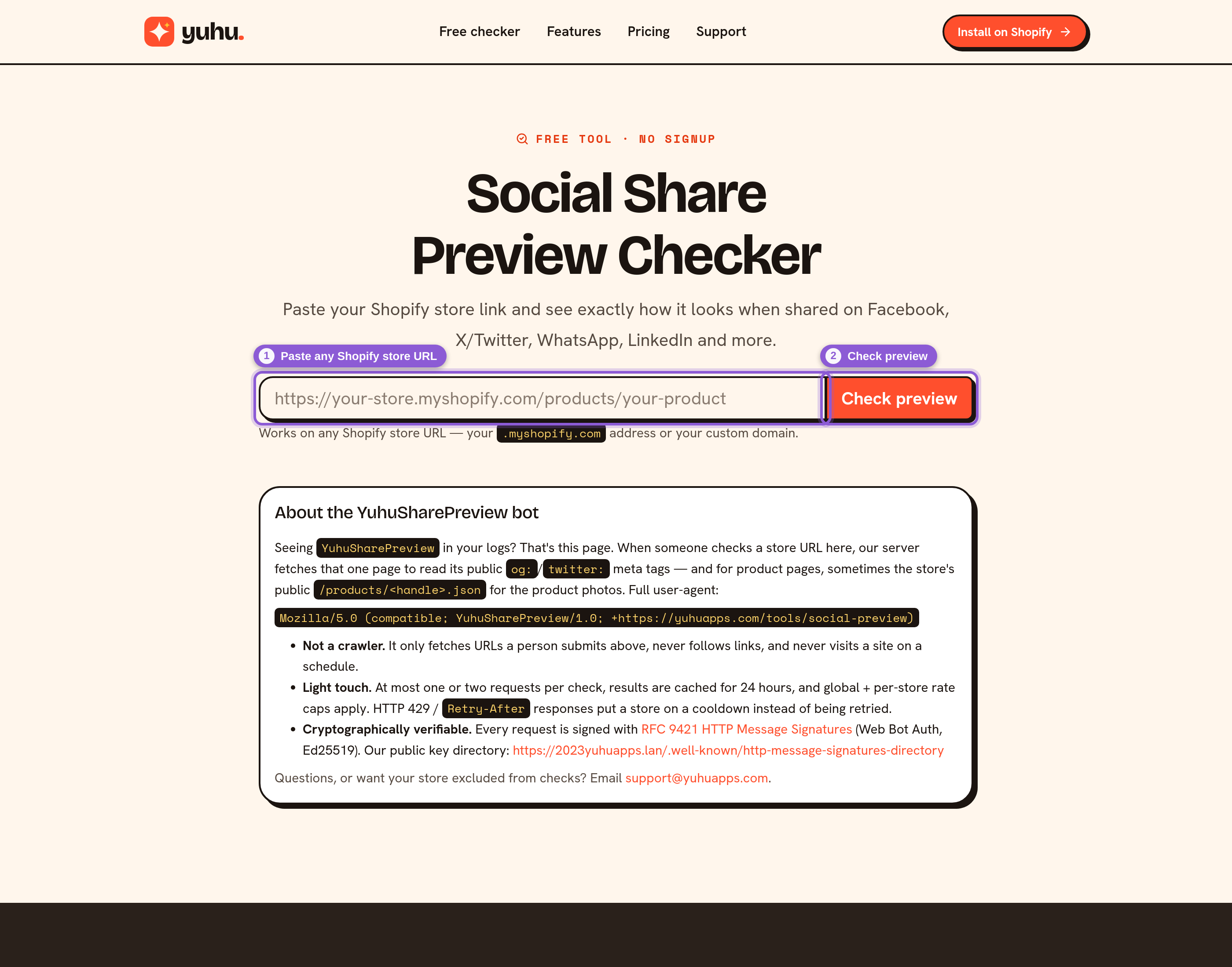 Open the Share Preview Checker — input[name="url"], button[type="submit"] highlighted