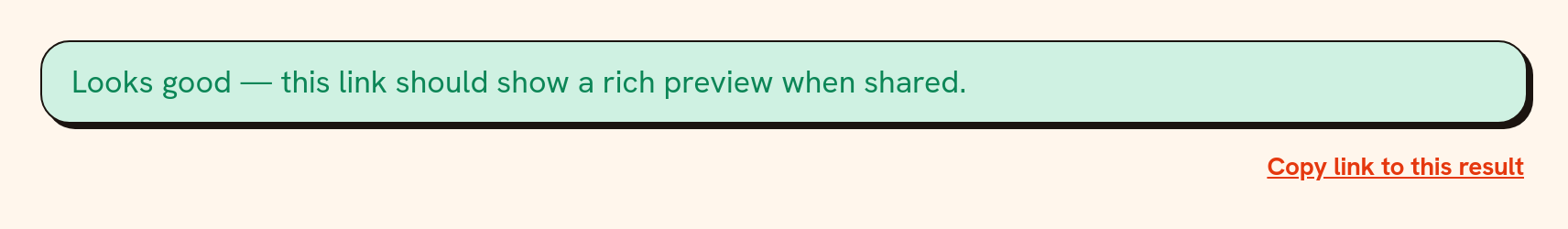 Paste a store link and check the preview — .alert highlighted